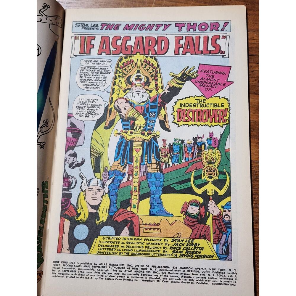 Mighty Thor #2 F/VF 1966 Marvel Comics. 1993 Reprint Book - Picture 2 of 3